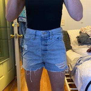 Long fitting jean shorts